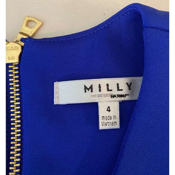 Milly Sapphire Blue Sleeveless A-Line Dress Back Zipper Size 4 - Picture 3 of 10